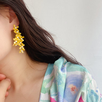 Handmade osmanthus leaf beads earrings