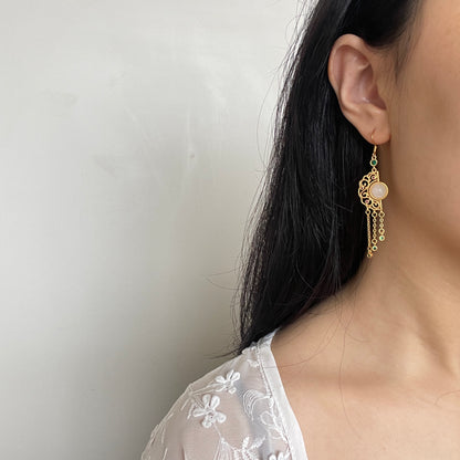 Eastern Charm Semi Circle Chandelier Tassel Drop Earrings