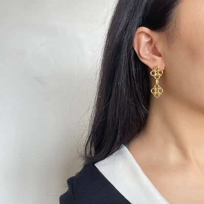 Limited edition- gold plated retro double Chinese Knots drop earrings