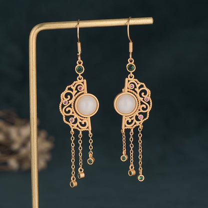 Eastern Charm Semi Circle Chandelier Tassel Drop Earrings