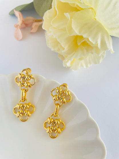 Limited edition- gold plated retro double Chinese Knots drop earrings