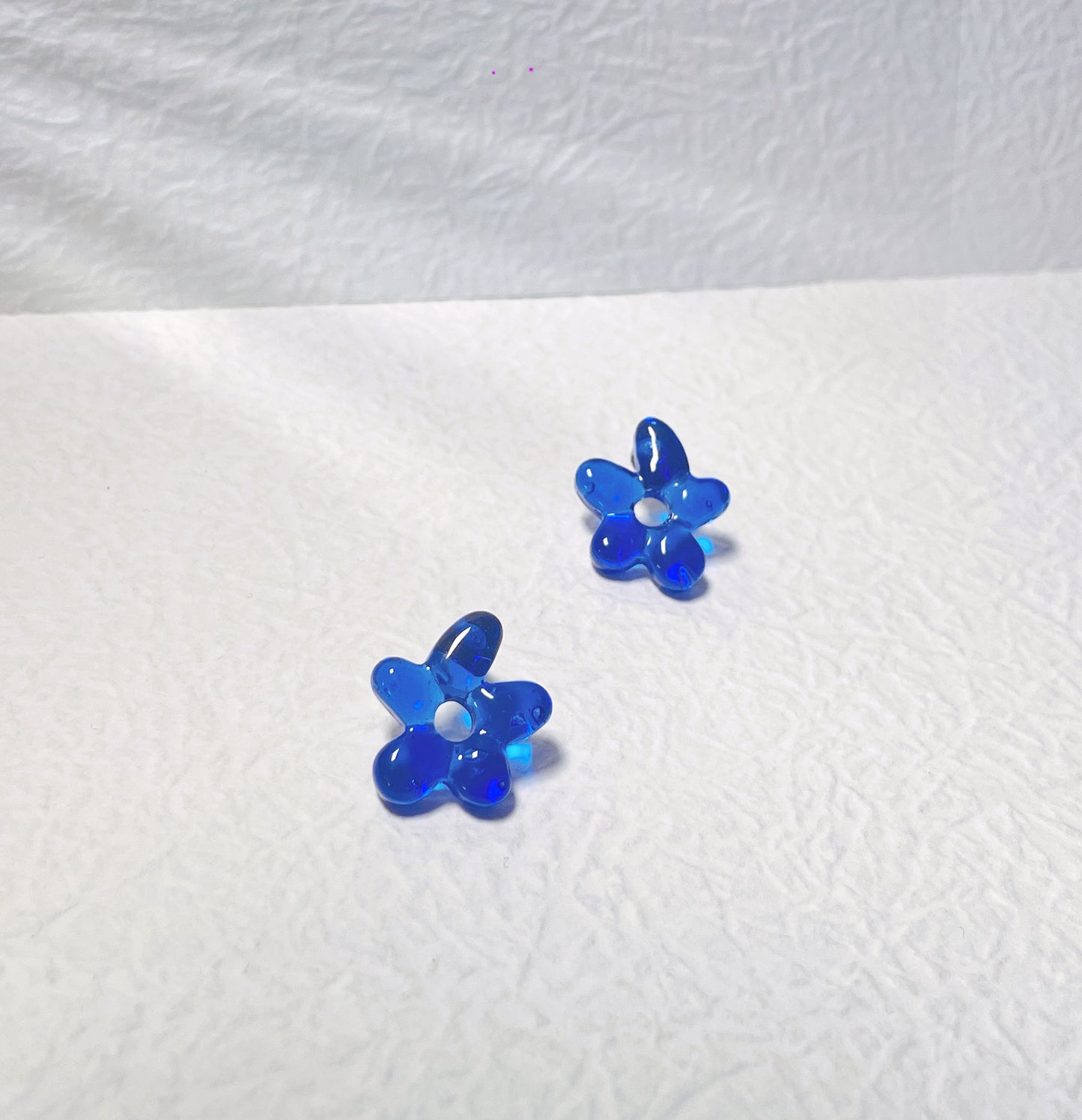 Handmade floral glazed glass stud earrings