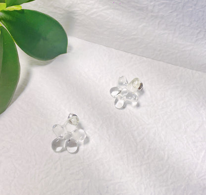 Handmade floral glazed glass stud earrings