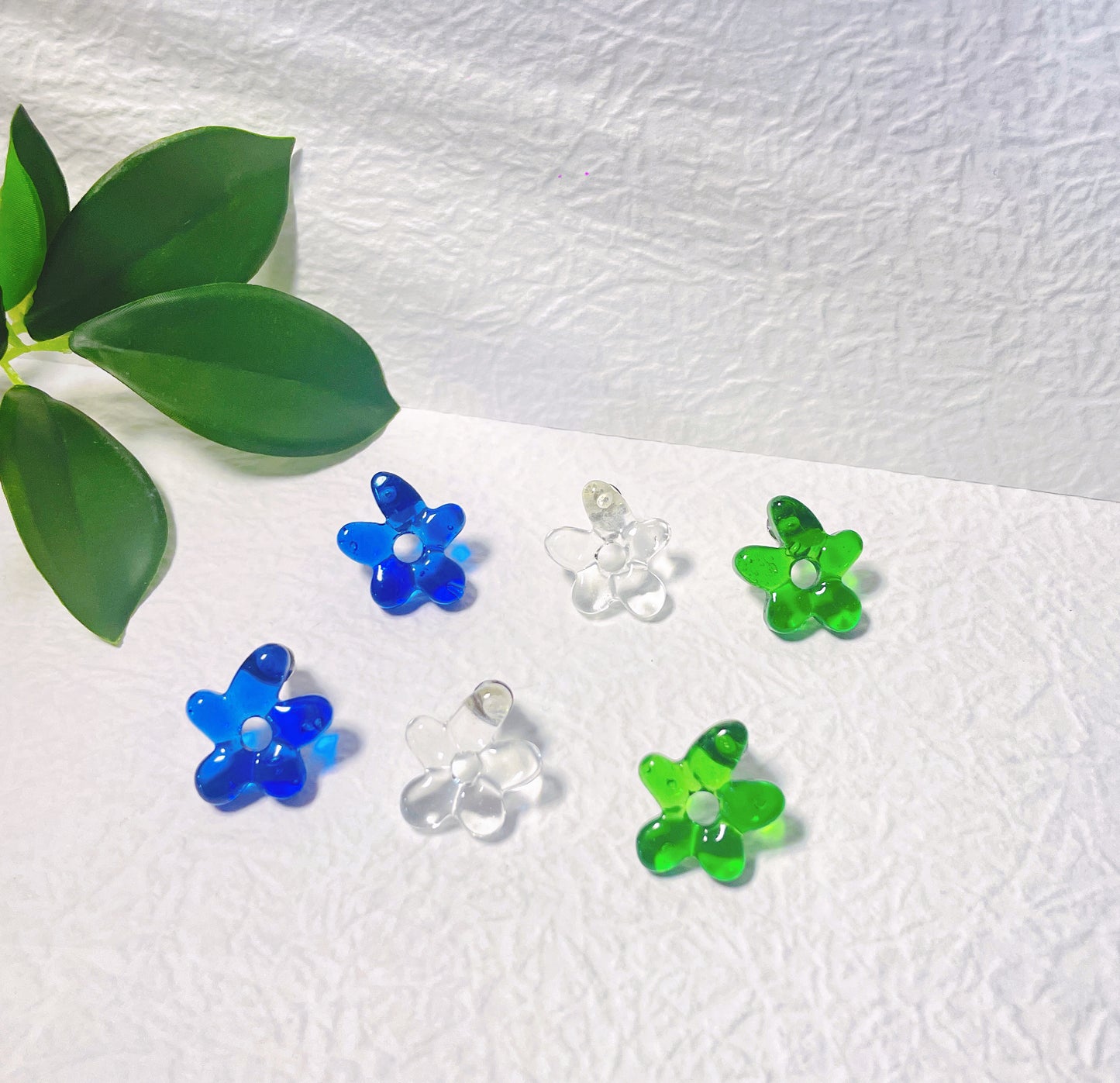 Handmade floral glazed glass stud earrings